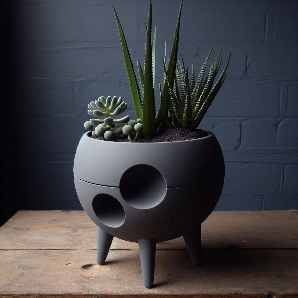 3D Printed Spaced-Out Mid Century Plant Pot &quot;We Landed&quot;